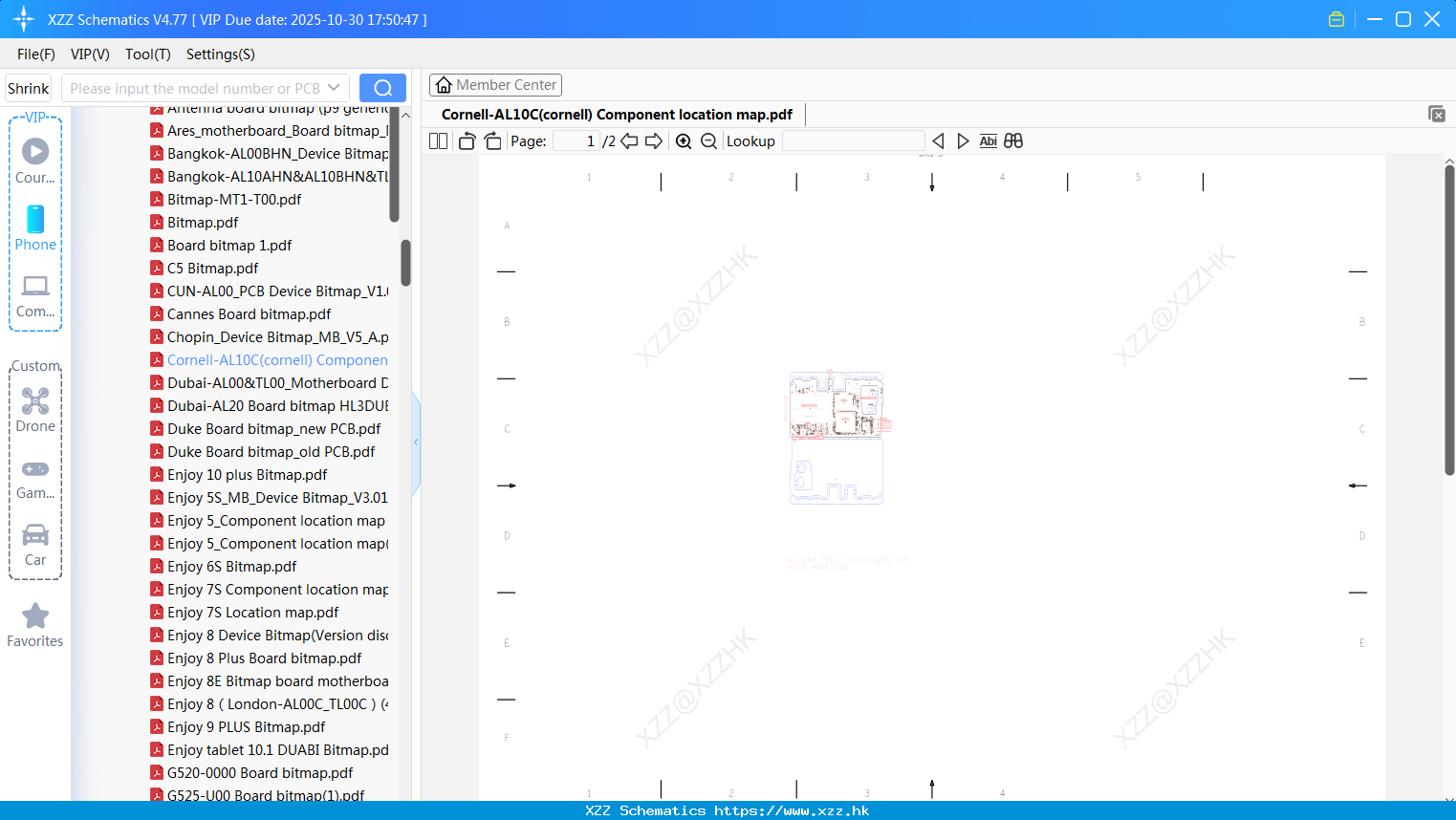 Huawei Cornell-AL10C(cornell) Component Location Map